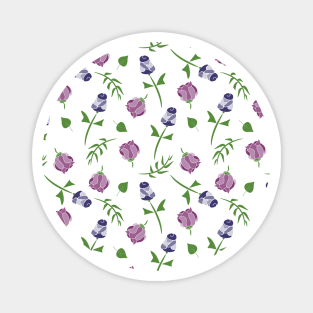 Pretty Pink Purple Lavender and White Roses Floral Magnet